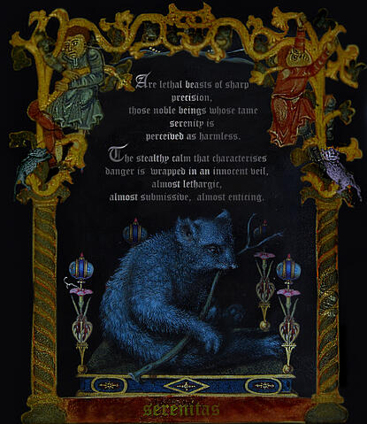 Serenitas Are lethal beasts of sharp precision, those noble beings whose tame serenity is perceived as harmless. The stealthy calm that characterises danger is wrapped in an innocent veil, almost lethargic, almost submissive, almost enticing.