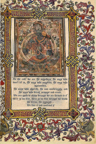 First Sutra: About our fate In the end, we are the outsiders, the ones who don't fit in, the ones who question, the ones who discomfort, the ones who observe, the non-conformists, and the ones who break, propose and create. We are used to chaos because we are formed in it there is no