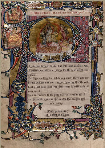 Third Sutra, About Death Et mors stupebit lucis aeternae beatitudine perfrui (And death will be amazed to enjoy the eternal joy of living in your light) I give you license to live, but I will come back for you. I offered you life in exchange for the last breath you exhale. Perhaps